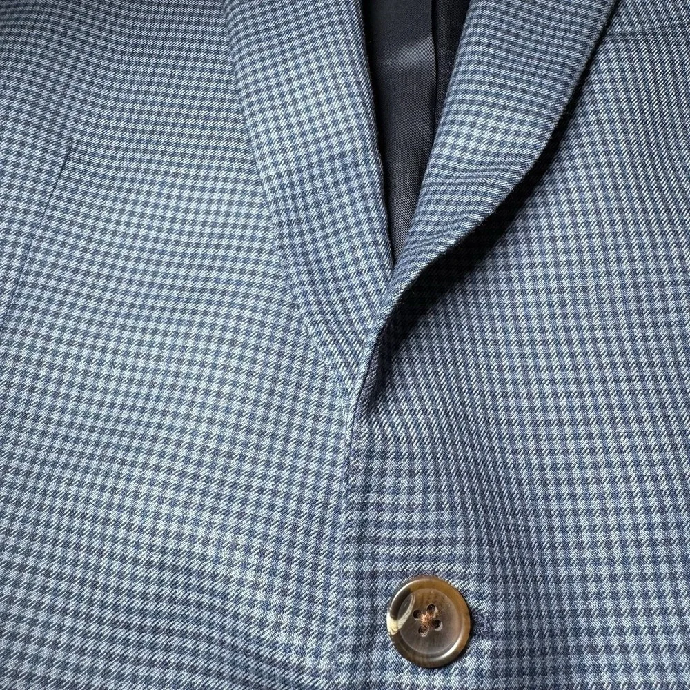 Brook‎ Brothers 346 Fitzgerald Fit Blue Plaid Check Wool Blazer Men's Size 41R